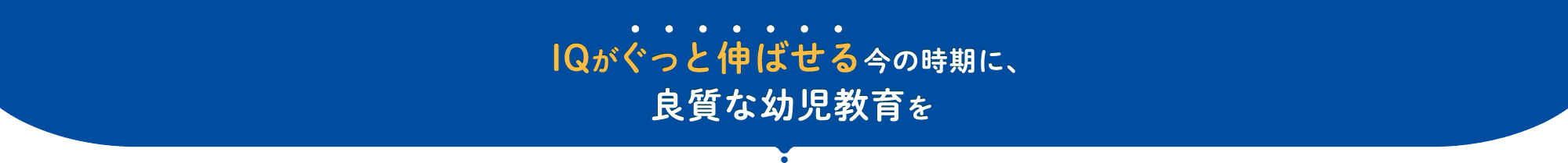 IQがぐっと伸ばせる今の時期に、良質な幼児教育を